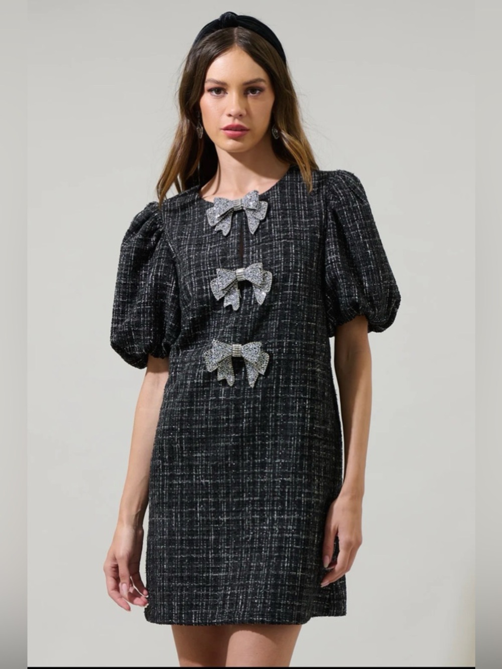 Sugarlips Margaret Tweed Cora Shift Mini Dress Black Size XL NWT